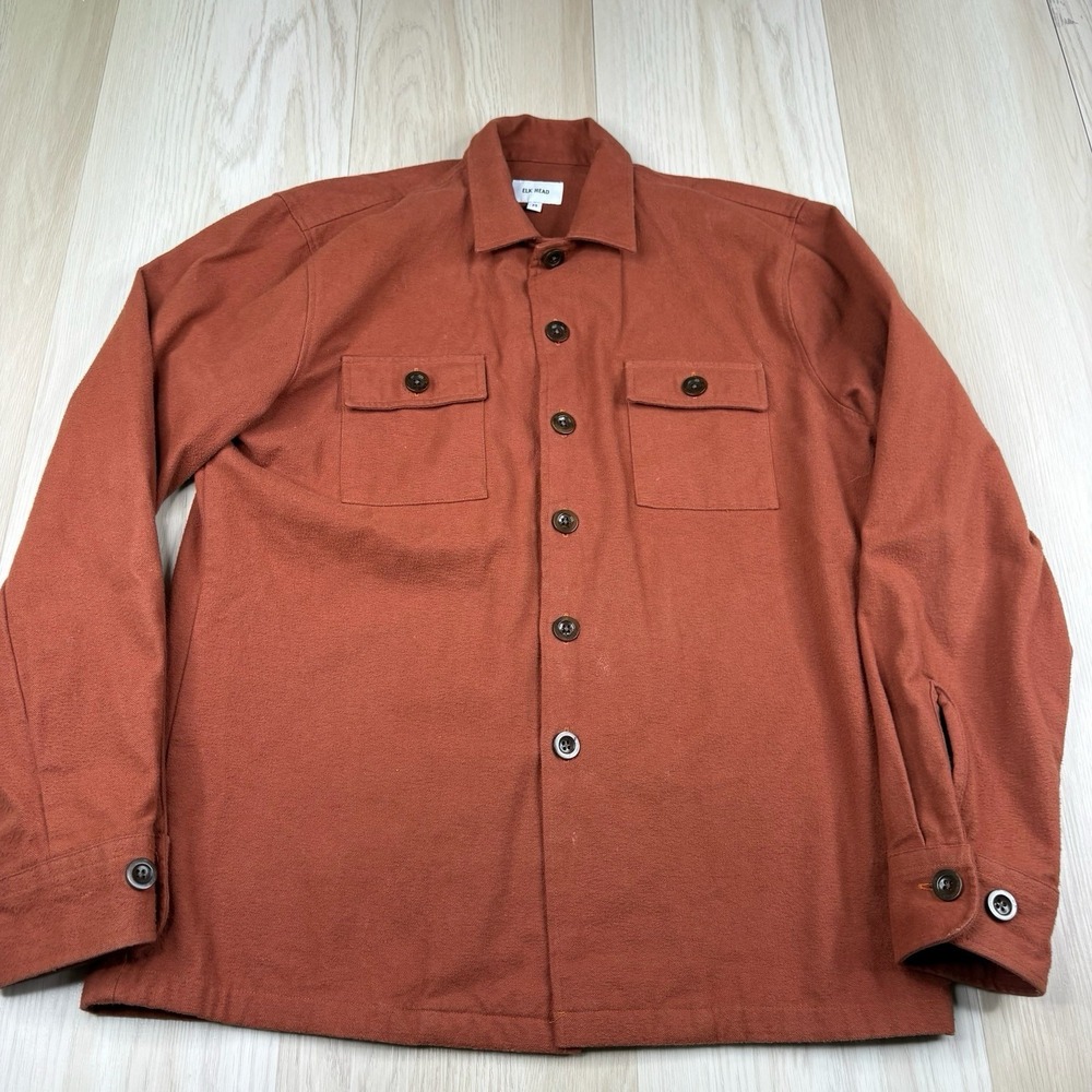 Elk Head Clothing Flannel Long Sleeve Button Shirt Front Pockets Mens M Medium